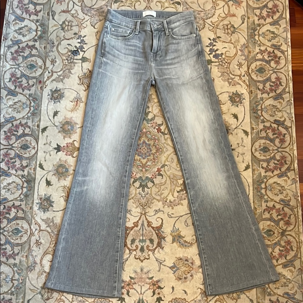 7 For All Mankind Gray Flare Wide Leg Jeans